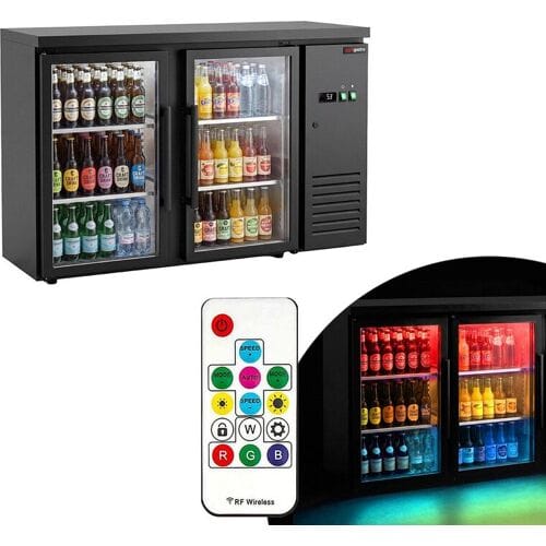 GGM Gastro Barkoelkast - 1460 mm - met 2 glazen deuren en RGB-ledverlichting zwart