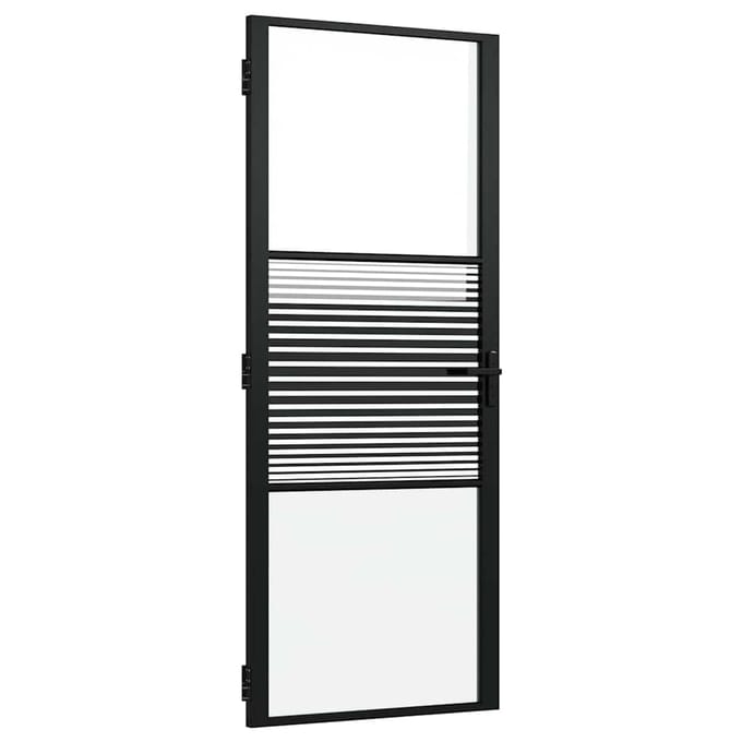vidaXL - Glazen - deur - 83 - x - 3,5 - x - 201,5 - cm - Aluminium - Zwart