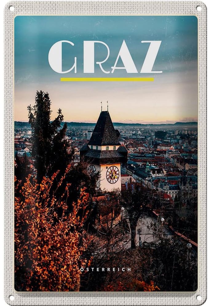 Blechschild Reise 20x30cm Graz Österreich Kirche Altstadt Urlaub