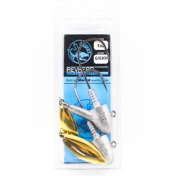 Tackle Tactics TT Rev Head Jig Head HD Gold Willow 1oz 6/0XH (8614) white