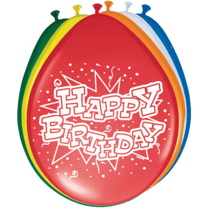 Folat - Ballonnen 12In/30cm Happy Birthday /8