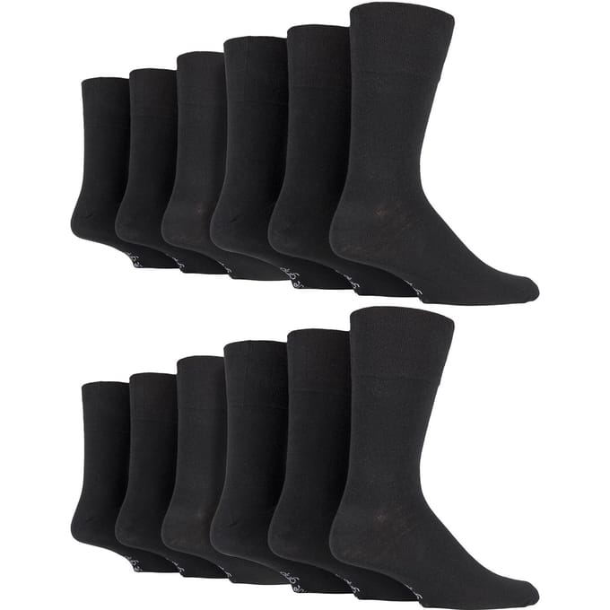 12 Paar Heren Gentle Grip Losse Boven Sokken | Extra Brede Niet-Elastische Sokken