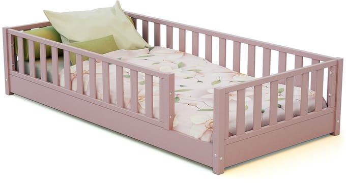 JURABABY - SONHO Kinderbed Vloerbed met matras - 90x190 - Poederroze