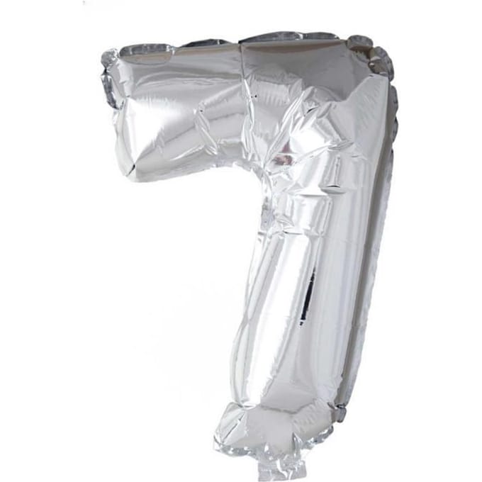 Folie ballon cijfer 7 zilver 40cm