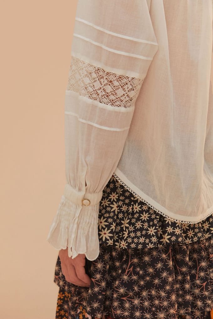 FARM Rio Off-white Long Sleeve Blouse Maat: XXS | Longsleeves Outlet | Dames | Wit
