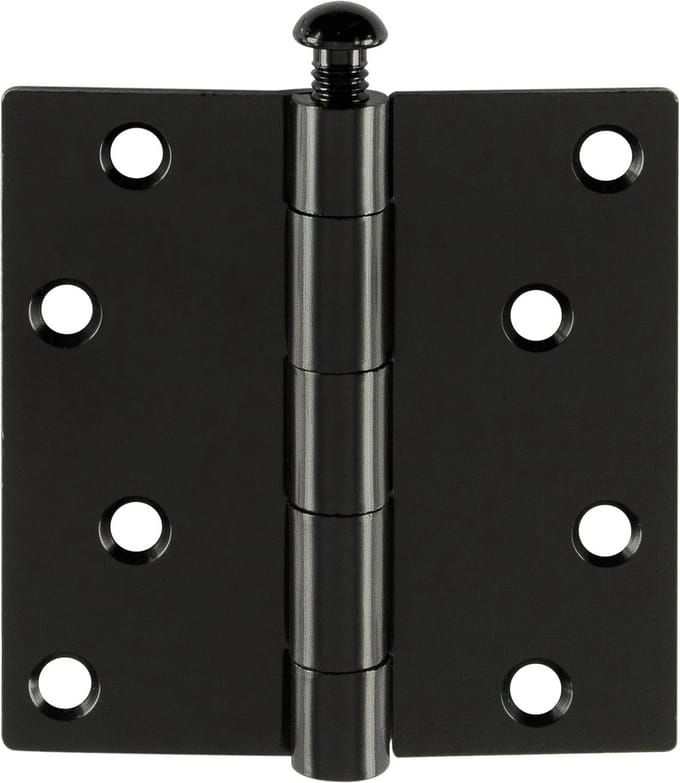 Deurscharnier - Zwart Staal - 89x89 Mm - Met Rechte Hoeken