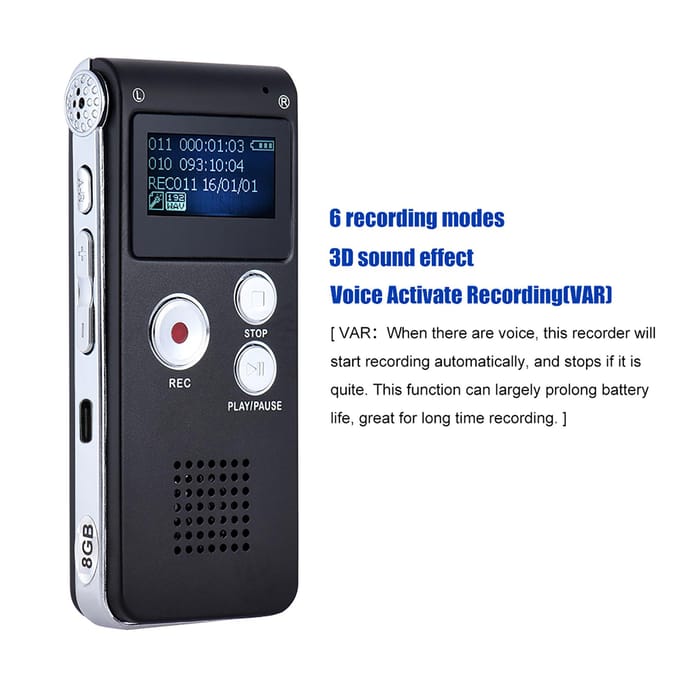 Mini 25H 8GB Digitale Audio Voice Recorder Dictafoon MP3 Muziekspeler