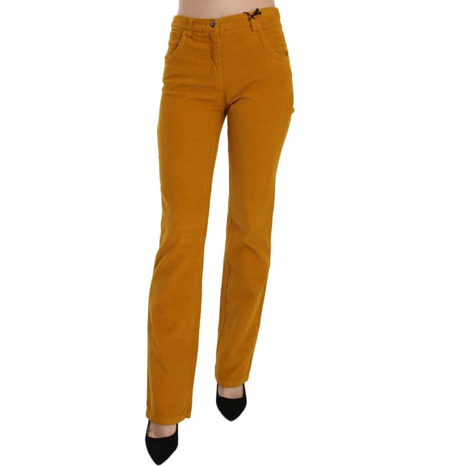 Costume National Oranje Hoge Taille Rechte Broek