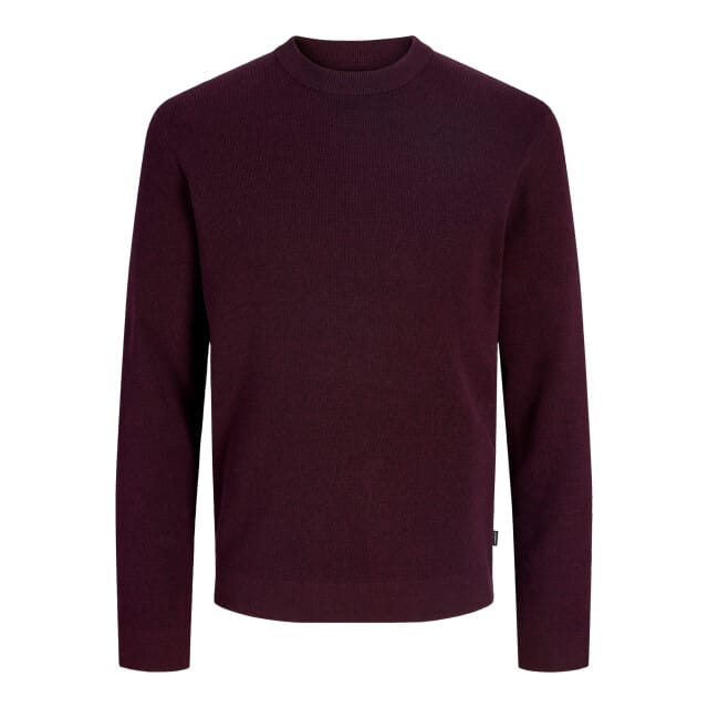 JACK & JONES Milano stitch knit crew neck regular fit - heren pullover katoen met O-hals - bruin (bitter chocolate melange)