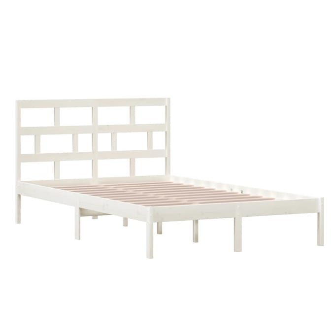 vidaXL - Bedframe - massief - grenenhout - wit - 120x200 - cm