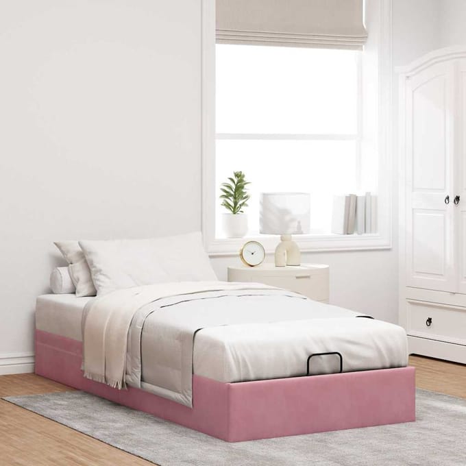 vidaXL - Bedframe - zonder - matras - 90x200 - cm - fluweel - roze
