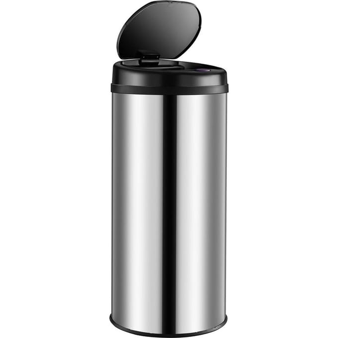 Monzana Prullenbak - Automatisch Rond 50L 31x78cm Display Sensor - Zilver