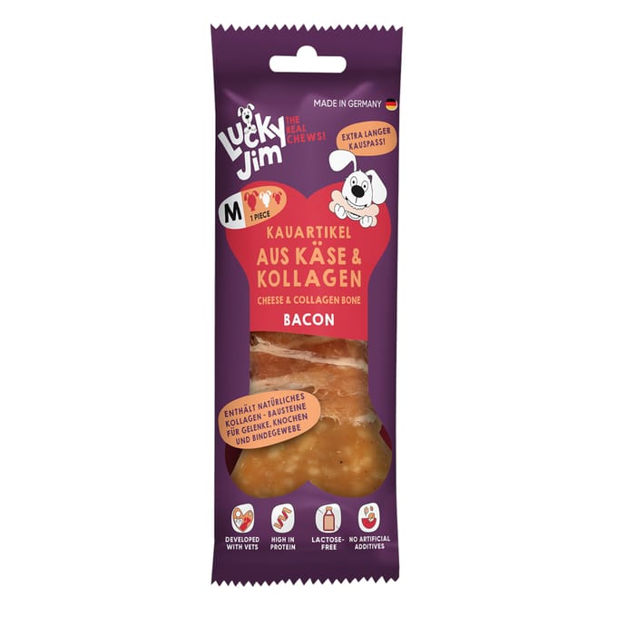 3x60g Lucky Jim Kauwbotten M Kaas & Collageen Bacon Hondensnacks