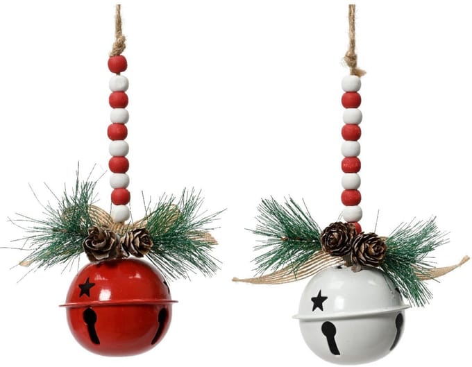 Decoris kersthanger klok ijzer klassiek kerstdecoratie Ø6,5xH15cm.