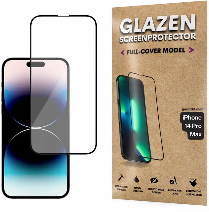 Screenprotector - Geschikt voor iPhone 14 Pro Max - Gehard Glas - Full Cover Tempered Glass - Case Friendly