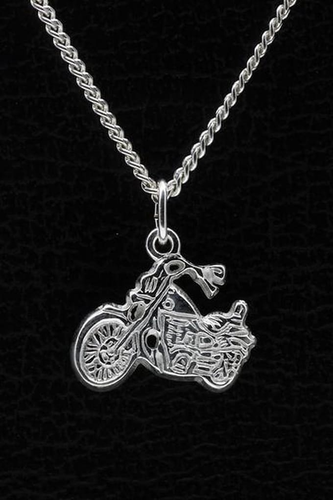 Zilveren Motor ketting hanger - plat