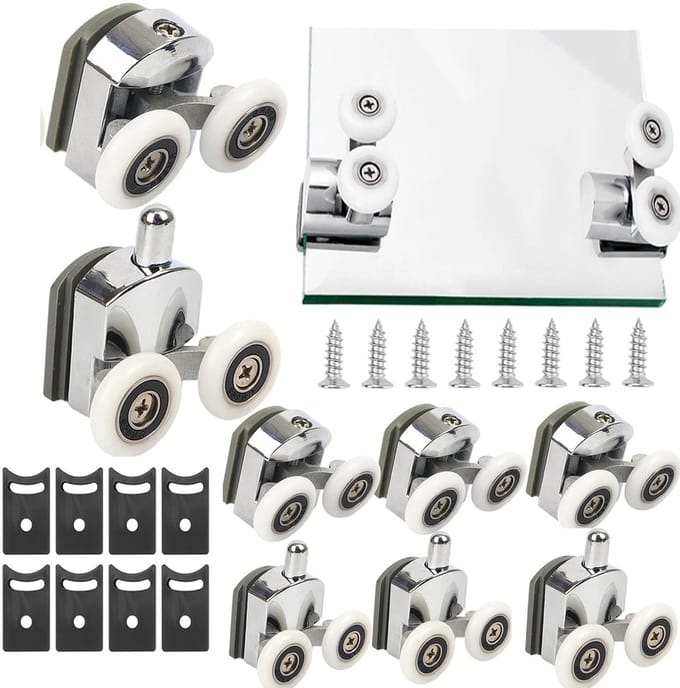 Solidchoice - Douche Deur Rollen Set met 8 Waterdichte Wielen