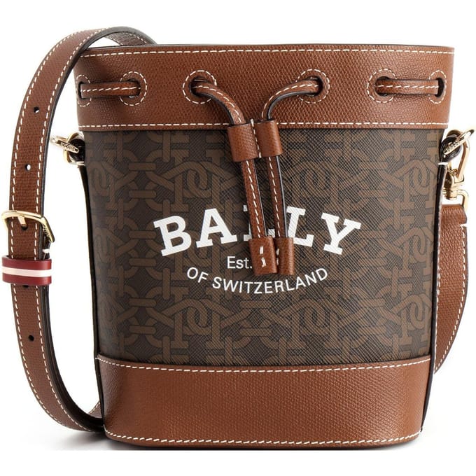 Bally Cleoh Sac Seau Vintage à Cordon Monogramme Sac Bandoulière Femme Marron 6301643 Basic Set (Bag+Dust Bag) gray