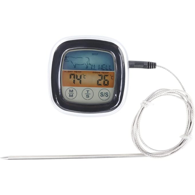 Thermomètre électronique à écran tactile numérique pour four BBQ cuisson viande pour grill maison gray