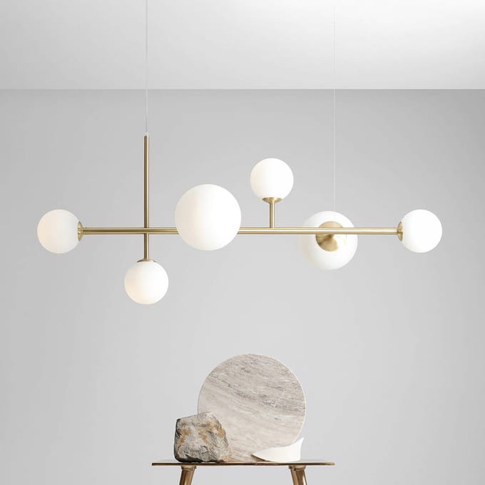 ALDEX Hanglamp Joel, messing/wit, 6-lamps