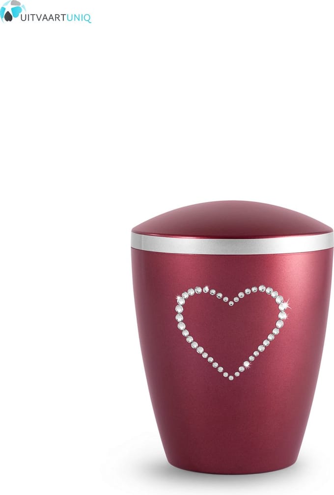 kinder urn parelmoer wijnrood hartje