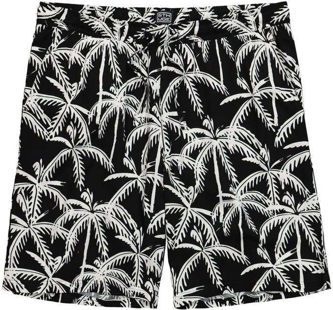 STHUGE - Heren - Bermuda elastische tailleband tropische all-overprint - Zwart - Maat L