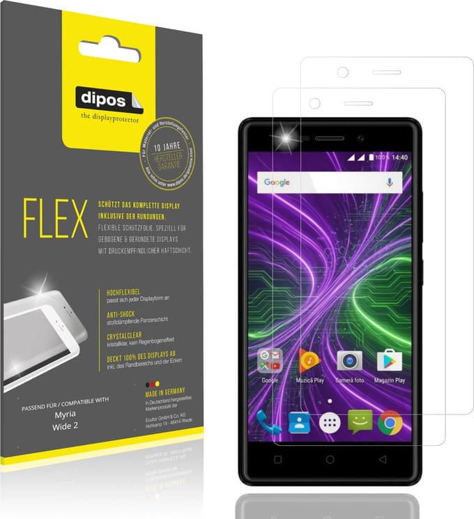 dipos – 2x Beschermfolie geschikt voor Myria Wide 2 | 3D Full Cover Screenprotector | 100% Passend