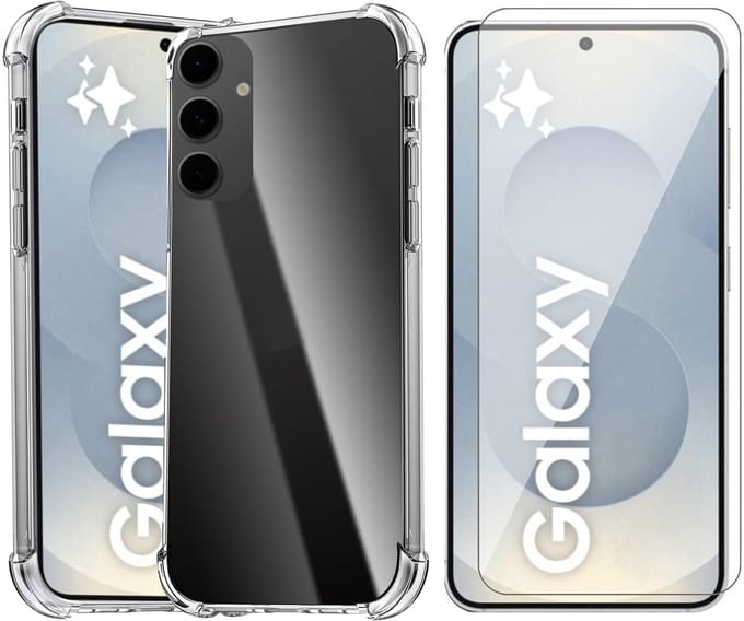 Hoesje geschikt voor Samsung Galaxy S25 Plus - Screenprotector Glas - Shockproof Transparant