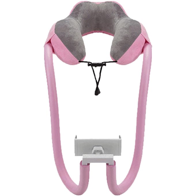 Nekkussen Telefoonhouder U-vormig Kussen met Luie Telefoonbeugel voor Reizen Kantoor Lichtroze One Size pink