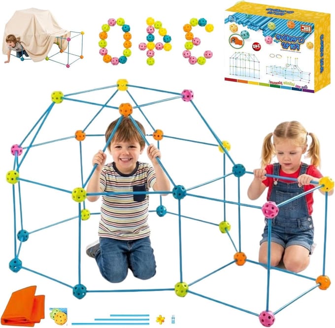 Bouwhuis Speelgoed - Hut Bouwset - Kinderen Spelen - Oneindige Constructies - 340 Delen - Multicolor