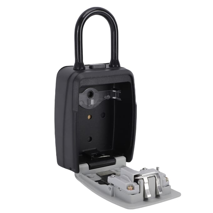 Boîte à clés à code en alliage d'aluminium grande capacité 4 chiffres pour appartement black