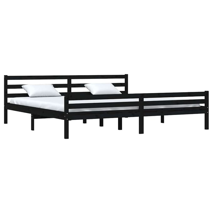 vidaXL - Bedframe - massief - hout - zwart - 200x200 - cm