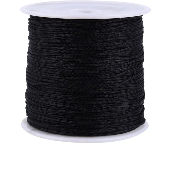 100M x 0.8mm Nylon Chinese Knoop Koord Rattail Macrame Shamballa Draad String Zwart black