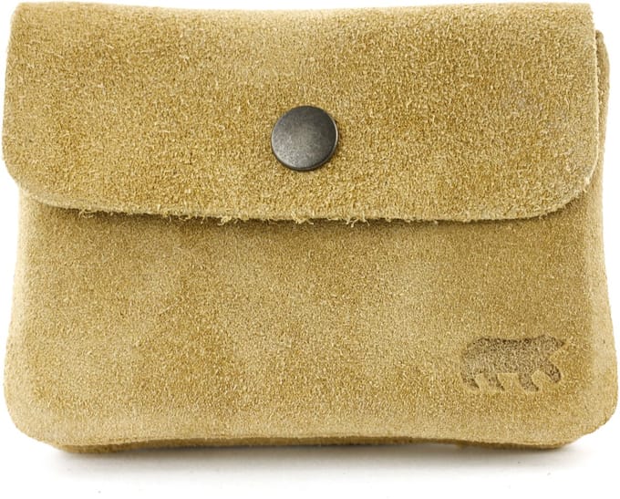 Bear Design Pietje Suede Leren Portemonneetje - Bisquit