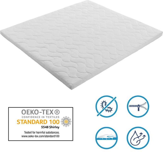 Topper 180x200 - 7cm dik - HR Koudschuim - Afritsbaar hoes