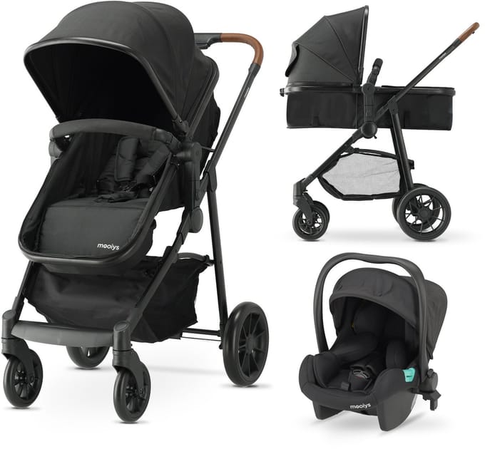 Mooiys Kai 3-in-1 Inklapbare Kinderwagen - Inclusief Autostoel - Zwart
