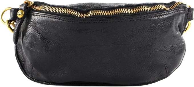CAMPOMAGGI Leren Schoudertas Gordeltas Sling Bag Nero Zwart