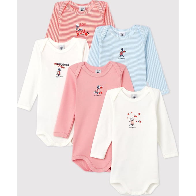 Petit Bateau Maat 68  5 Pack Baby Meisjes Rompertje
