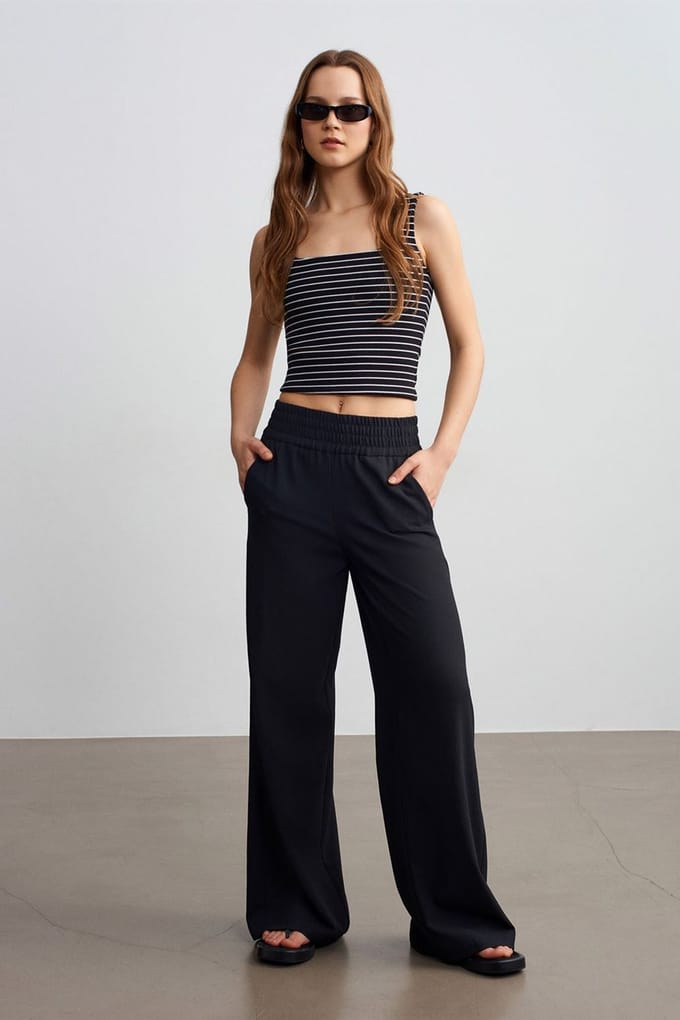 Vrouwen Wijde-Pijpen Crepe Broek