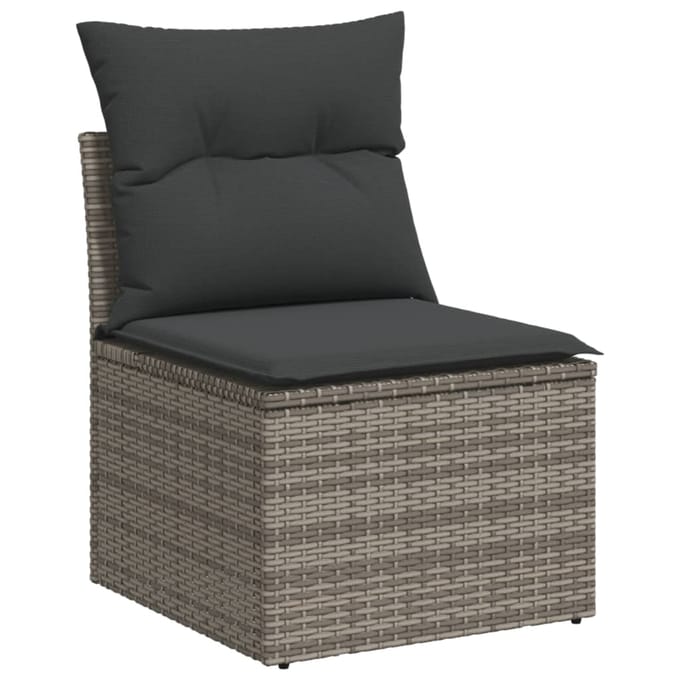 vidaXL - 8-delige - Loungeset - met - kussens - poly - rattan - grijs