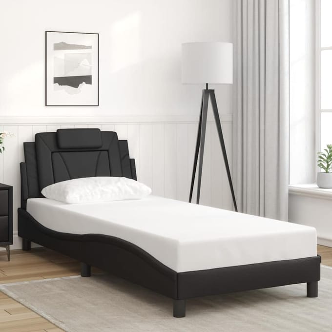 vidaXL - Bedframe - "Viana" - zonder - matras - kunstleer - zwart - 90x190 - cm