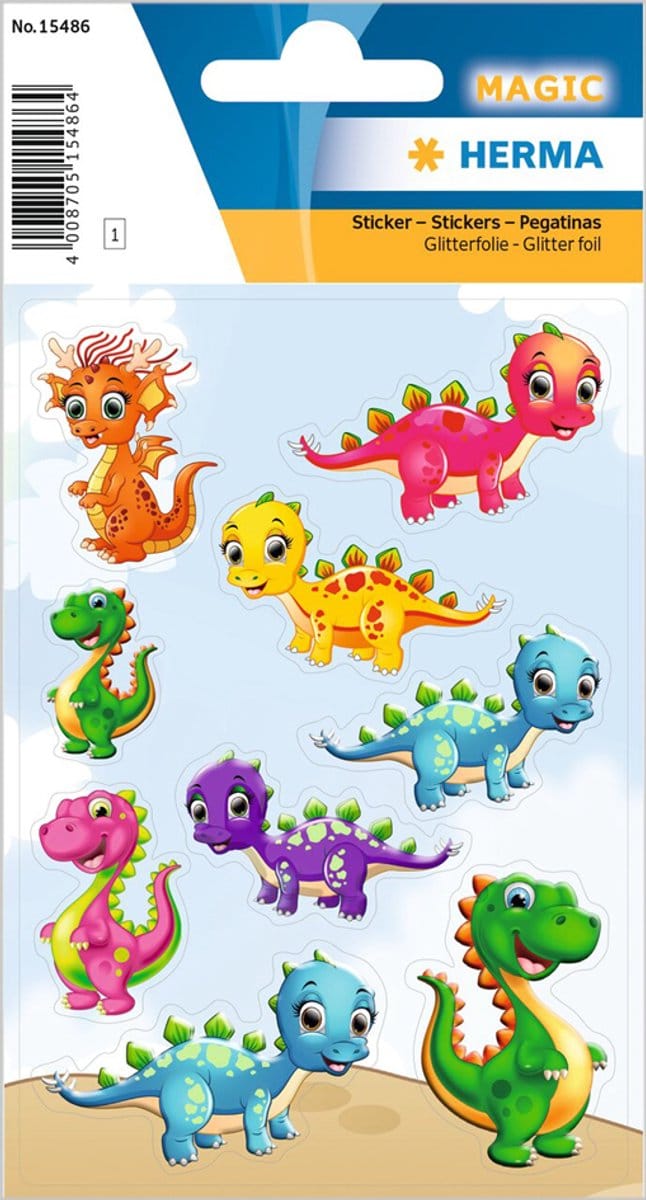 Herma stickervel 'kleine dino's', met glitterstickers.
