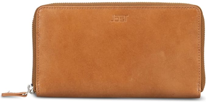 JOST Leren portemonnee Rana Zip Wallet Long Cognac Lichtbruin