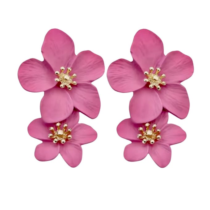 Oorbellen -Glee -midden roze bloem-Charme Bijoux