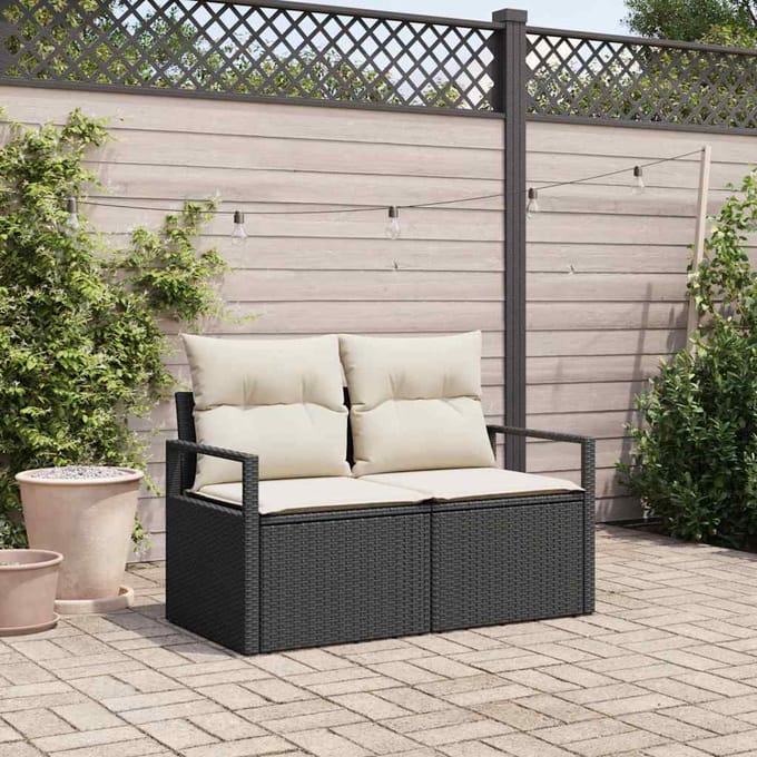 vidaXL - Tuin - Sofa - met - kussen - 120 - x - 62 - x - 69 - cm - poly - rattan