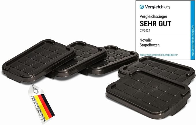 Novaliv 5x vervangingsdeksels 2 liter met clipsluiting 19x14 cm antraciet