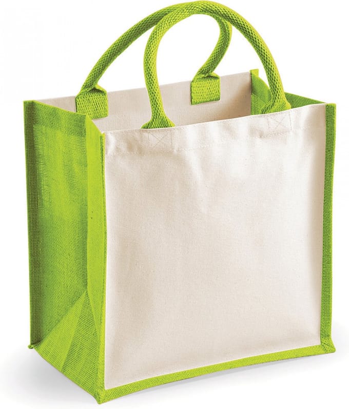 Westford Mill Printers Midi Jute Bag WM421 - Apple Green - 30 x 30 x 19 cm