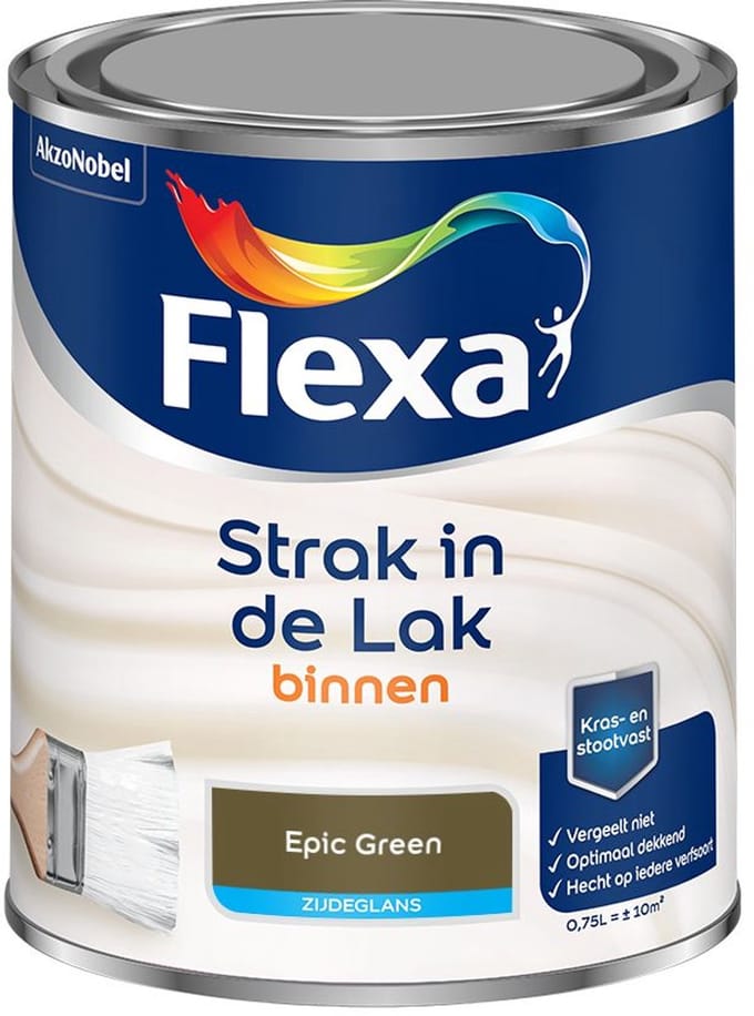 Flexa - Strak In De Lak Binnenlak Zijdeglans - Epic Green - Mengverf - 750 Ml
