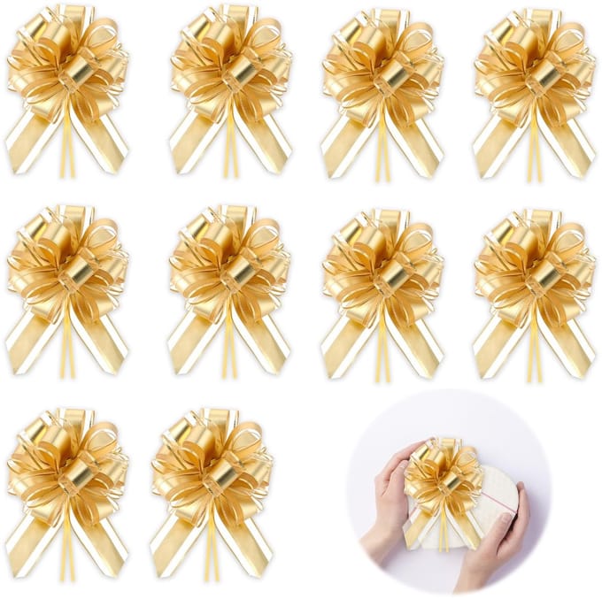 Dailygoods- Bruiloftsstrik Goud - 10 Stuks - Cadeaustrik Groot