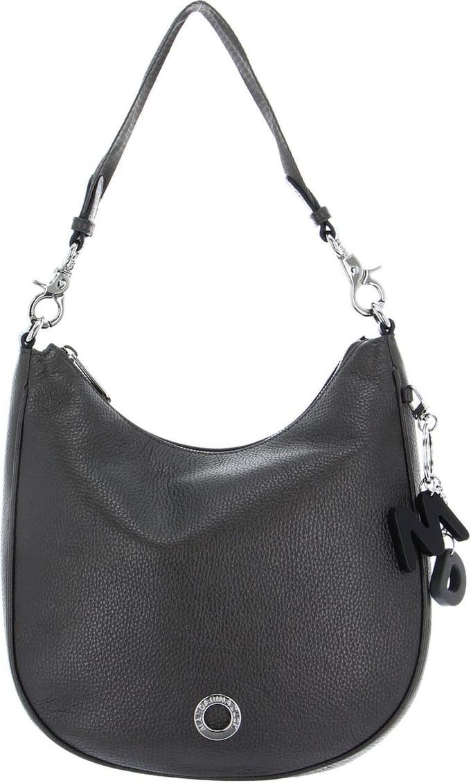 MANDARINA DUCK Leren Schoudertas Mellow Lux Hobo Graphite Grijs